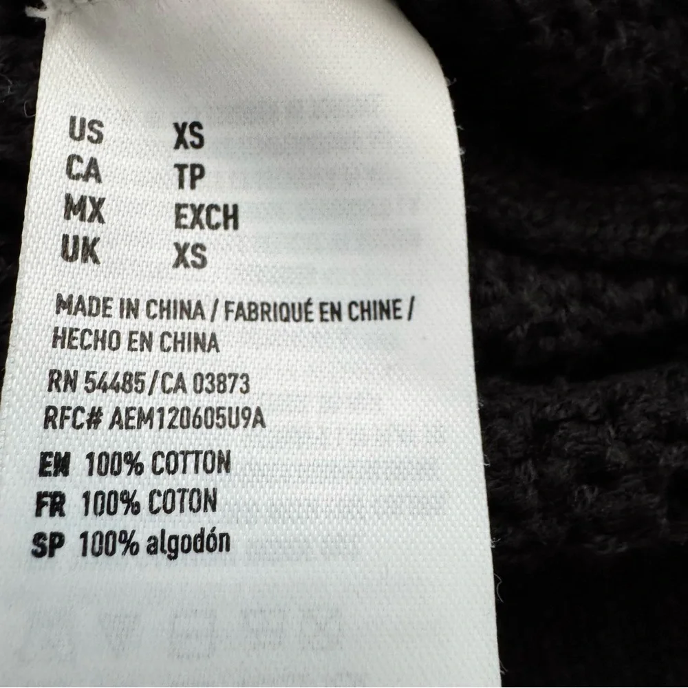 American Eagle Outfitters 100% Cotton Black Crew Open Knit Airy Sweater Sz XS